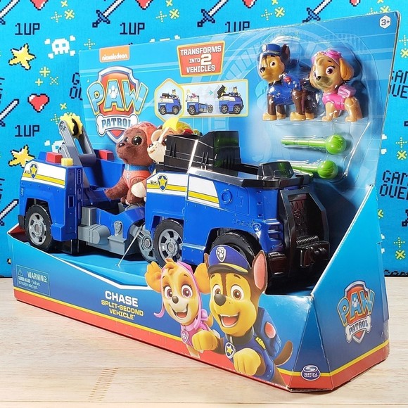 Paw Patrol Chase Split-Second 13" Vehicle 2-in-1 Transforming Police Cruiser - Picture 7 of 12